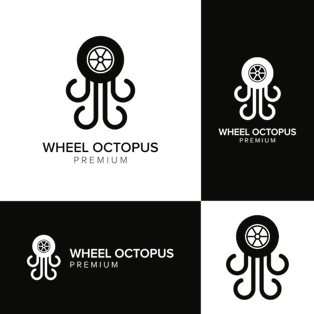 Wheel octopus logo icon vector template