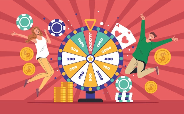 Wheel spin jackpot lucky game prize win abstract concept graphic design illustration