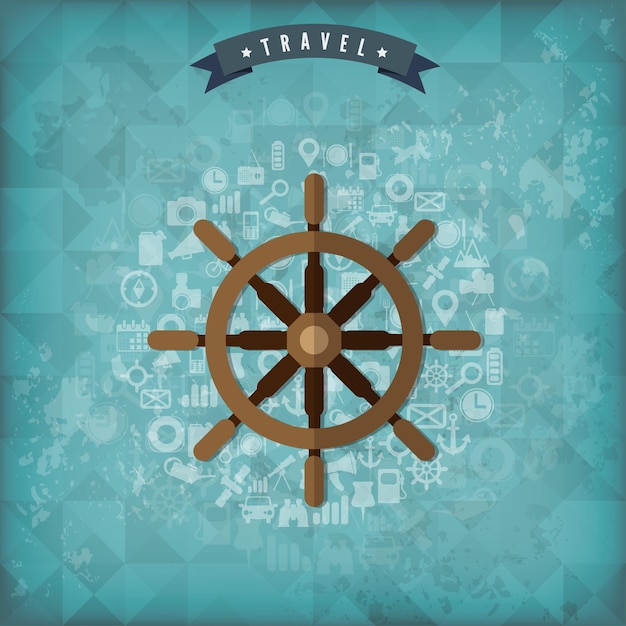 Vector wheel web icon old vintage travel background