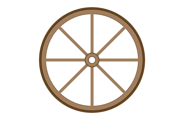 Wheel with spokes Round brown cart and car element