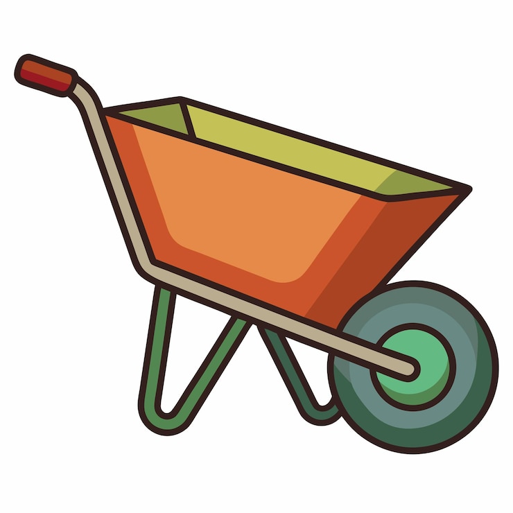Vector wheelbarrow clipart cartoon stijl vector illustratie