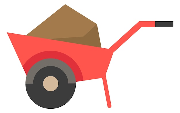 Wheelbarrow color icon farm vehicle gardener transport isolated on white background