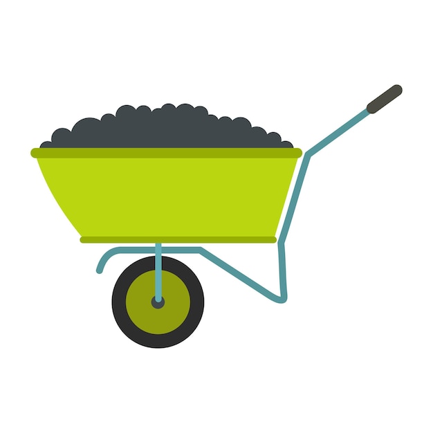 Vector wheelbarrow flat icon isolated on white background