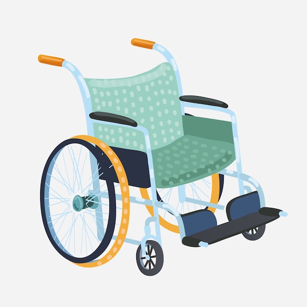 Sedia a rotelle. sedia da trasporto classica per disabili, malati o feriti, attrezzature mediche. illustrazione