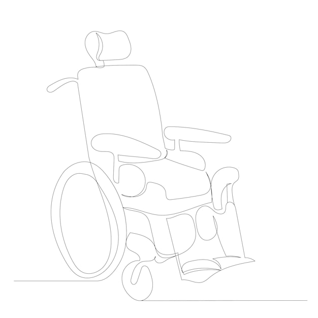 Wheelchair one continuous line drawing isolated vector