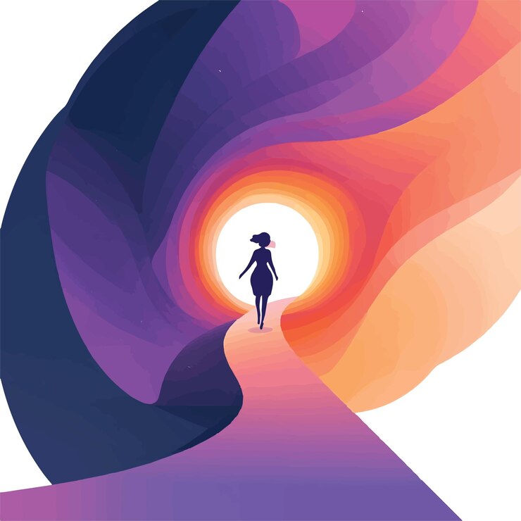 Vector whimsical abstract illustration of a person walking vector illustration
