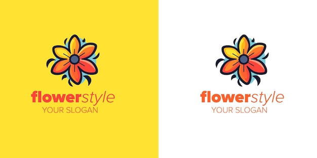기발한 꽃 DoodleStyle 꽃 로고 템플릿으로 현대적인 자연 룩을 연출
