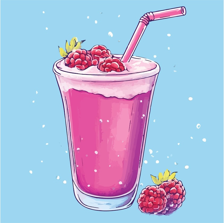 Vector whimsical cartoon smoothie with straw vector illustration