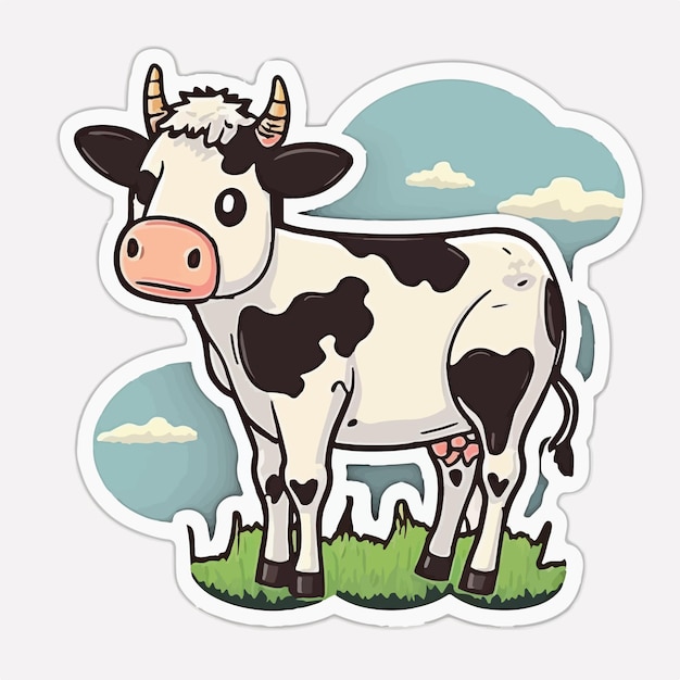 Причудливая и очаровательная корова с милым и причудливым стилем