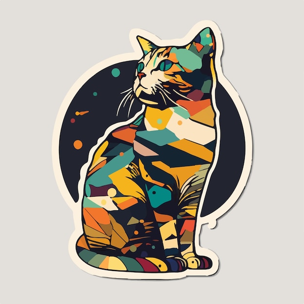 Whimsical and charming kitty with vibrant colors and a playful pose in a cartoon style