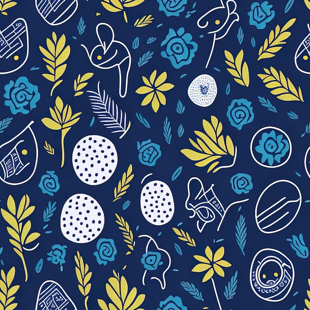 Whimsical Doodle Delights Seamless Pattern with HandDrawn Illustrations and Playful Colors