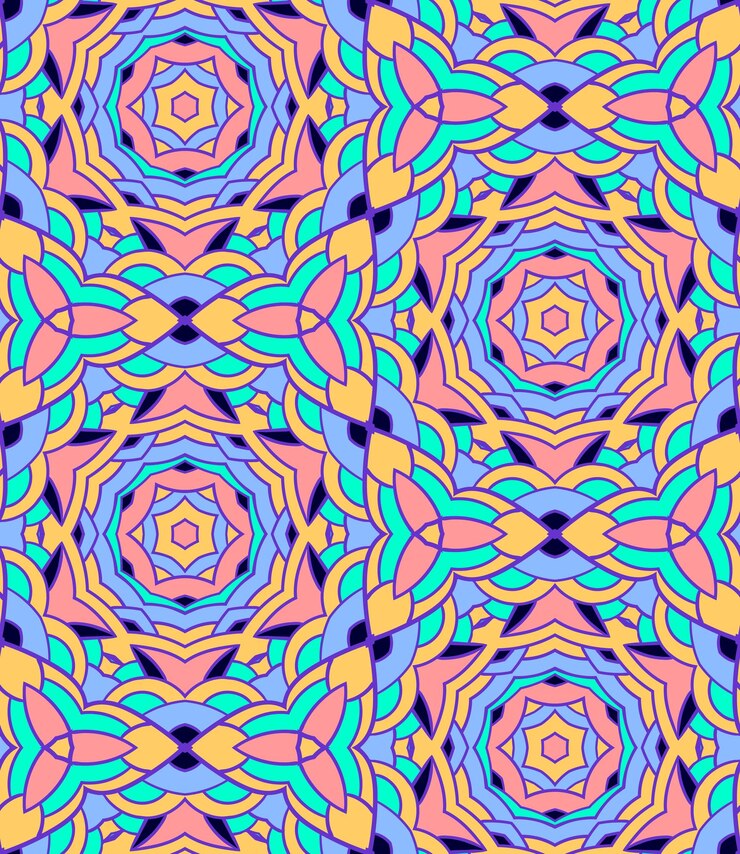 Vector whimsical ethnic seamless pattern, boho motif