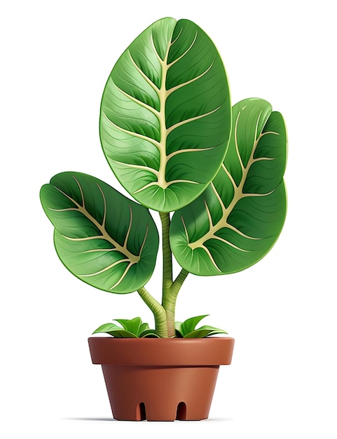 A whimsical Fiddle Leaf Plant vector with white background