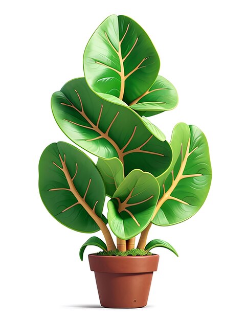 Vector a whimsical fiddle leaf plant vector with white background