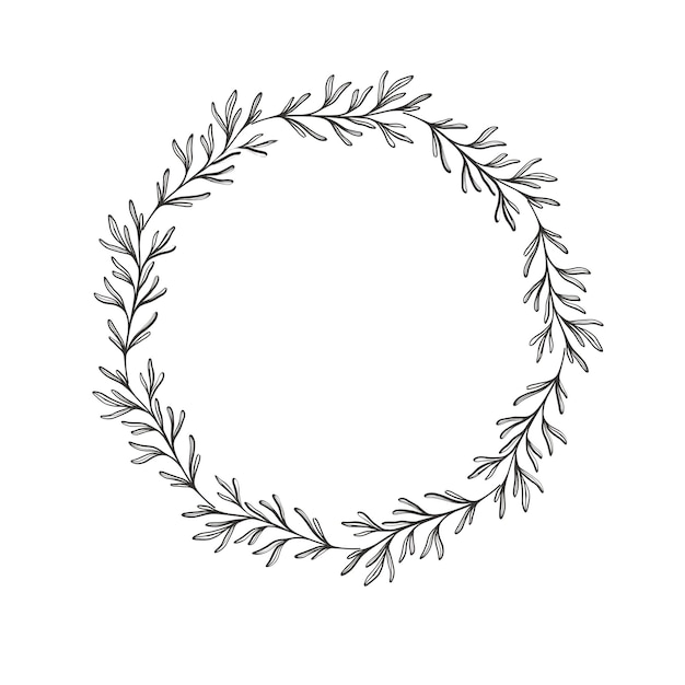 Vector whimsical floral wreath vector floral wreath with small leaves isolated on white