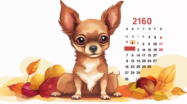 Vector whimsical october chihuahua cartoon illustration