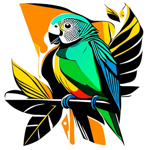 Whimsical parrot vector art