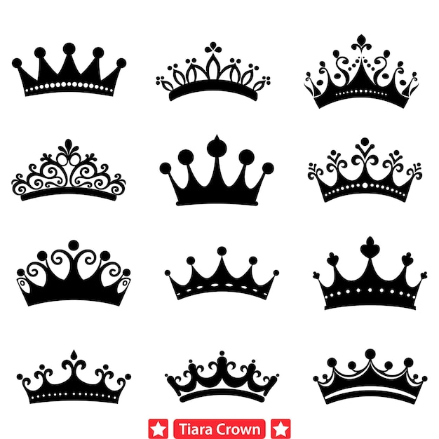 Vector whimsical tiara crown collection enchanting accents for fairy tale themes