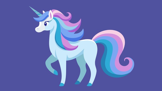 Vector a whimsical unicorn its mane and horn accented with soft pastel shades of blue purple and pink