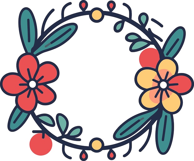 Whimsical Wreath Ensemble Floral Vector ArtFlourishing Foliage Illustrated Wreath Series