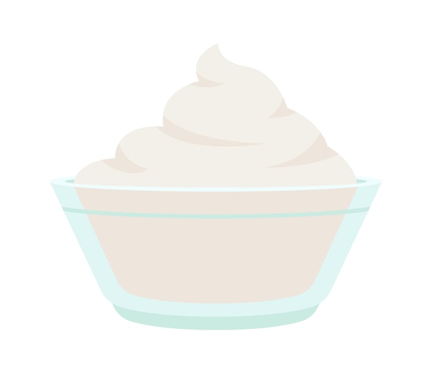Vector whipped cream in a bowl illustration