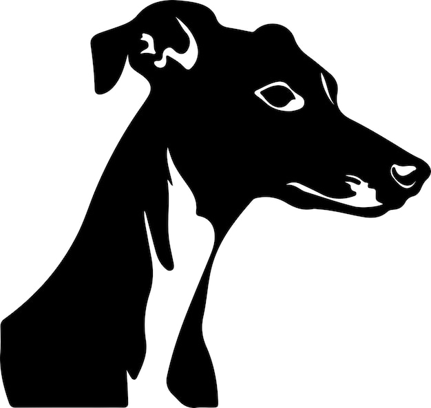 Whippet black silhouette with transparent background