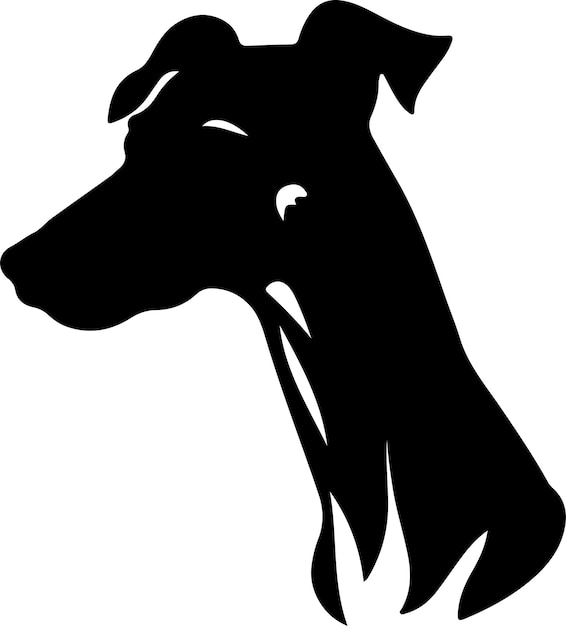 Whippet black silhouette with transparent background