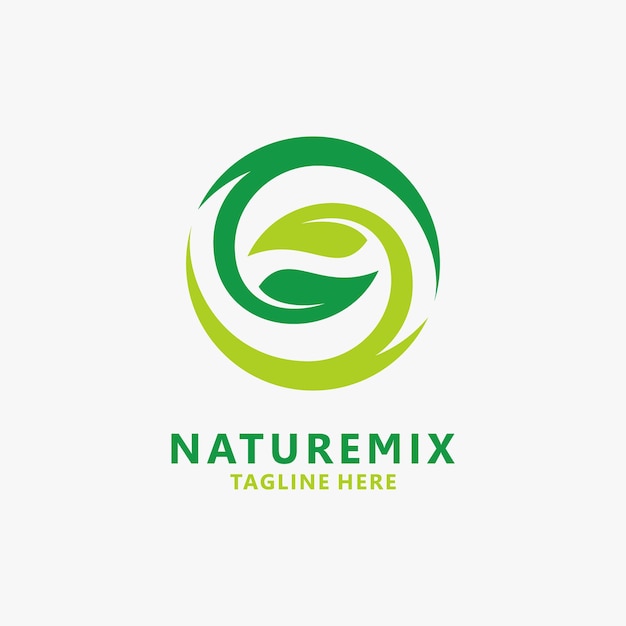 Whirl and leaf for nature mix logo design