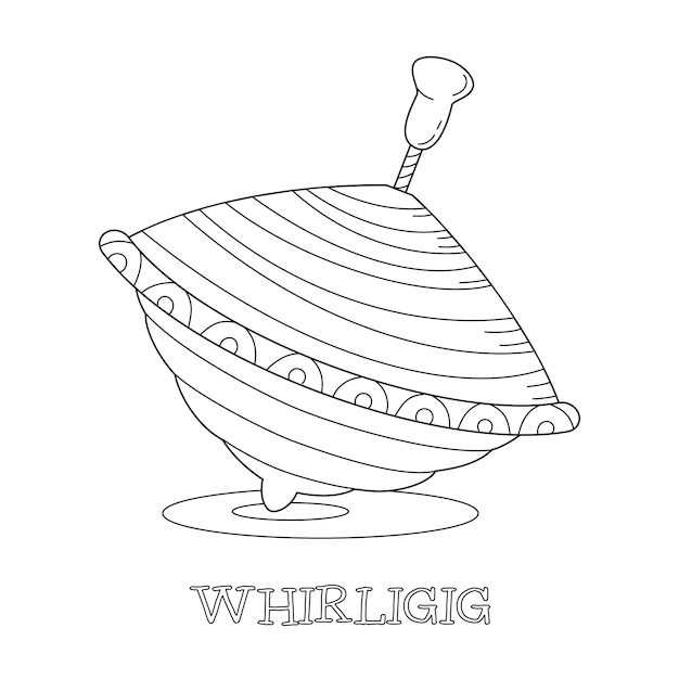 Vector a whirligig or a spinning top an old toy a picture for coloring for children