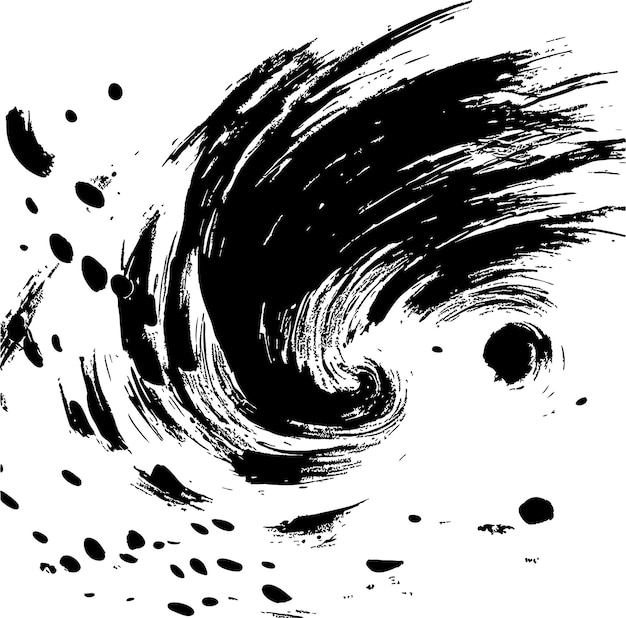 ベクトル 旋回するインクスポットベクトル抽象の背景に巻きを形成する旋回する黒いブラッシュストローク