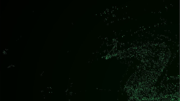 Вектор Вихрь с хаосом зеленых частиц вектор абстрактный водяной вихрь взрыв динамической волны в пространстве футуристические точки потока червоточина мерцает пылью