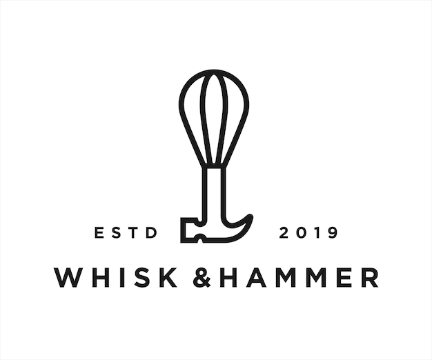 Whisk hammer logo design vector illustration