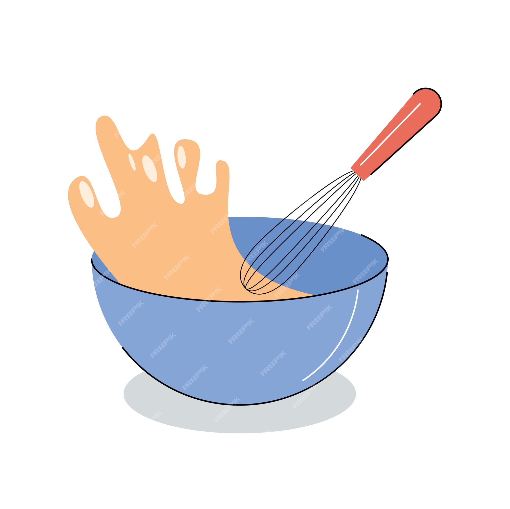 Dough preparation mixing ingredients in bowl Vector Image