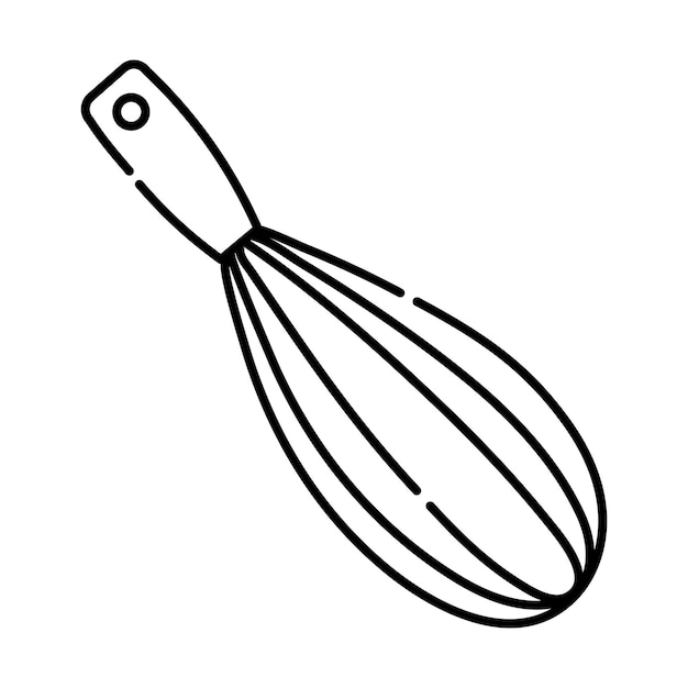 Vector whisk for whipping black and white vector line icon