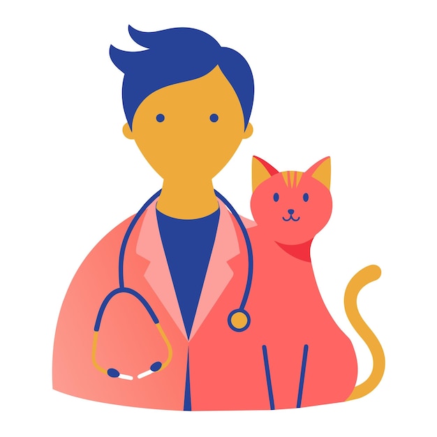 Vector whiskered wellness vector illustrations of doctor cats in veterinary practice