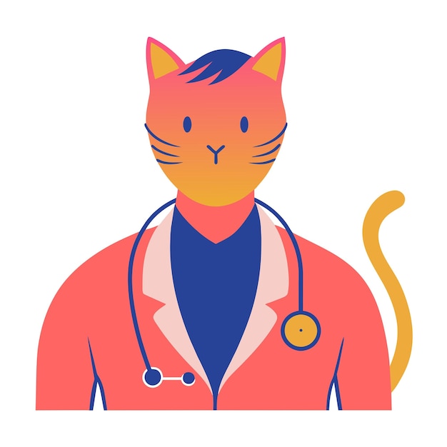 Вектор Иллюстрации врачебных кошек в ветеринарной практике