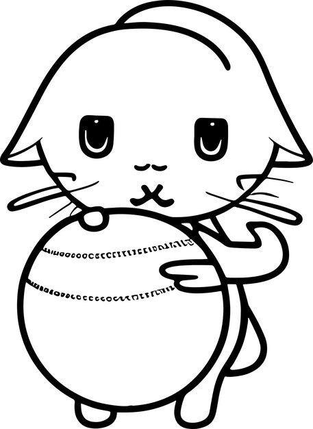 Vector whiskered wonder a cute kitten coloring page adventure