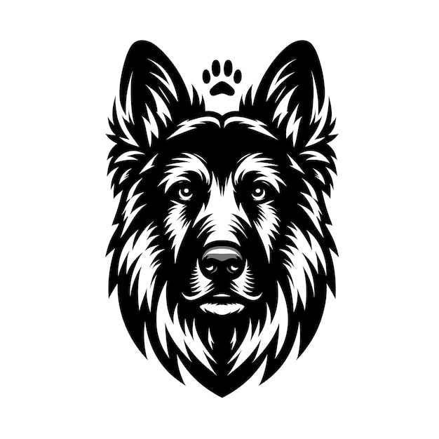 Vettore monochrome doggy logo delight con le meraviglie dei baffi