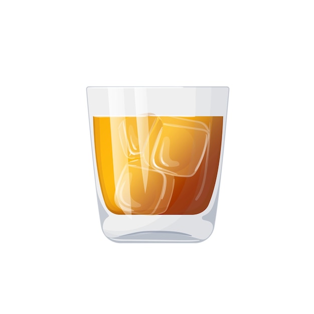 Vector whiskey alcoholic drink hand drawn in cartoon style