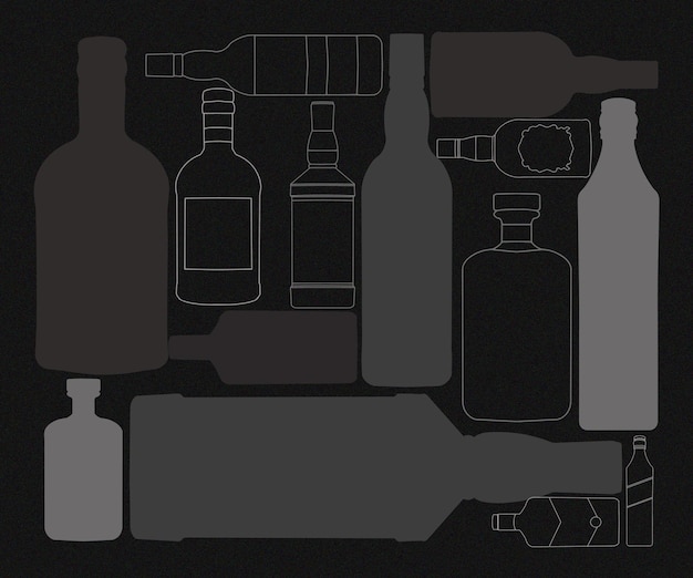 Whiskey Background Bottles Grey Shades