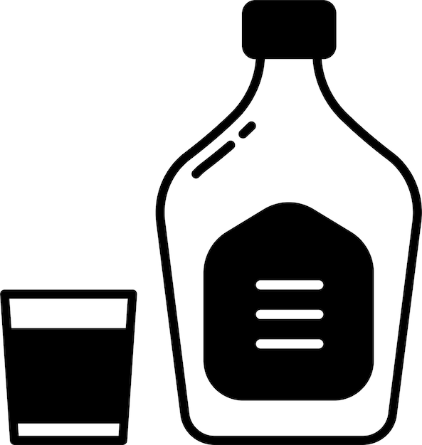 Whiskey glass glyph and line vector illustration