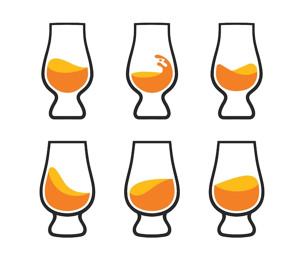 Vettore del logo del bicchiere di whisky icona del vettore del bicchiere di whisky icona del vettore del bicchiere di whisky glencairn