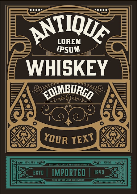 Vector whiskey label for packing