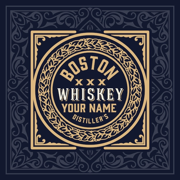 Vector whiskey label vintage  retro