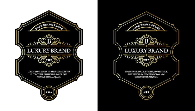Etichette di whisky con tipografia del logo per l'imballaggio di bottiglie di bevande alcoliche di whisky di birra incisione