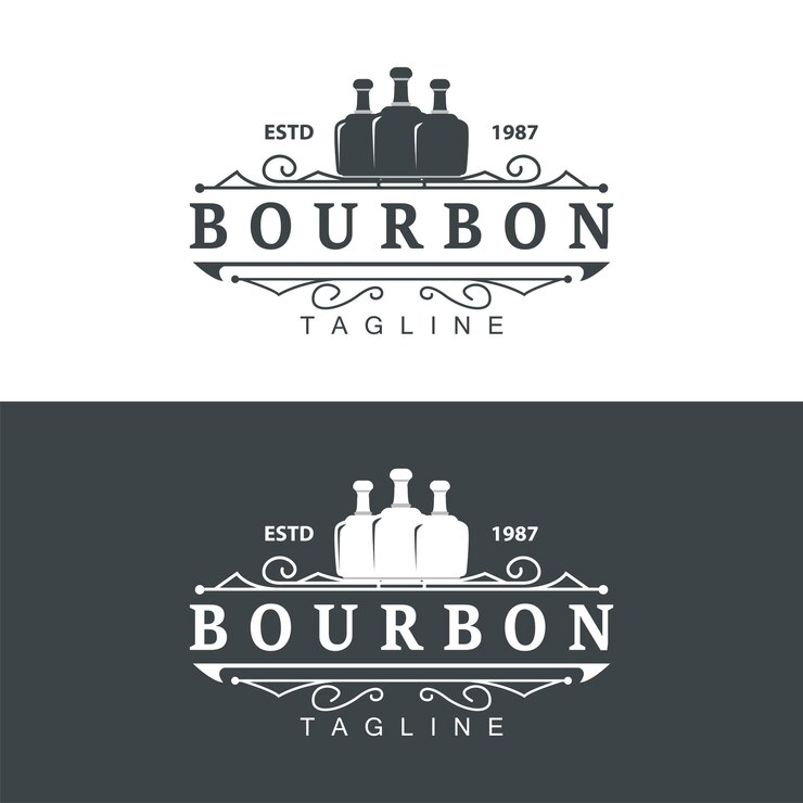 Vector whiskey logo design old drink bottle simple style retro vintage bar restaurant templet illustration