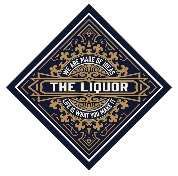 Vector whiskey logos with floral elements.