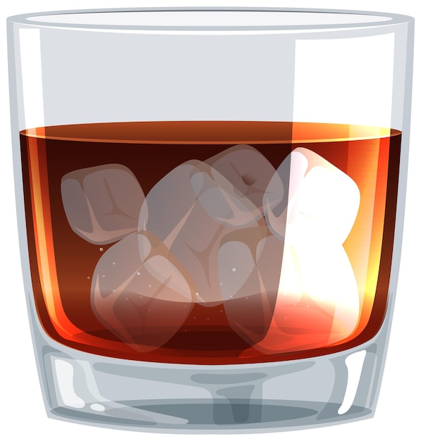 Vettore illustrazione di whiskey on the rocks