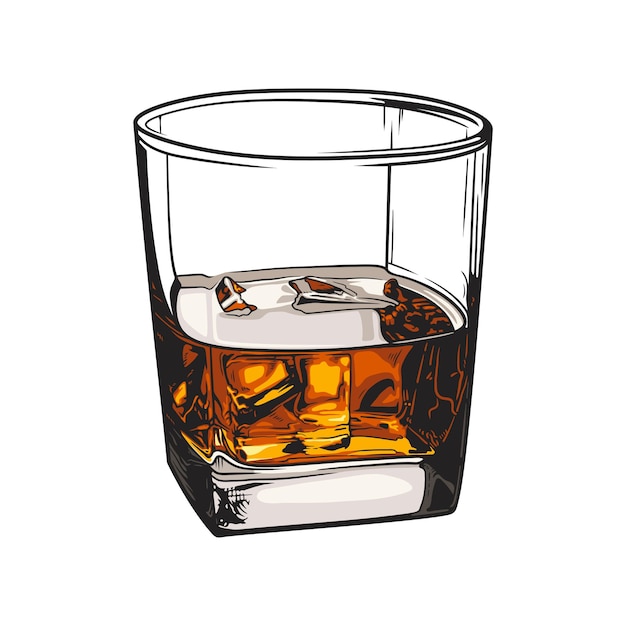 Vector whiskey on the rocks illustration