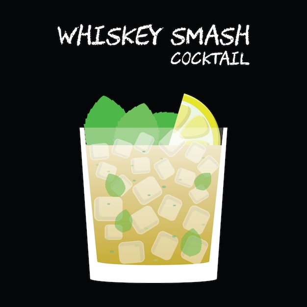 Whiskey smash cocktail illustration